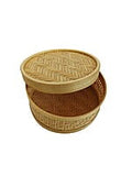 Small Handwoven Bamboo Utility Box with cover, 16L x 16 x 7.60H Cm