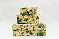 Bamboo utility box / jewellery box / cosmetic box, set of 3 (beige)