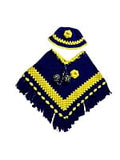 [6 months to 1 Years] Blue and Yellow Woolen Poncho and Cap for Kids