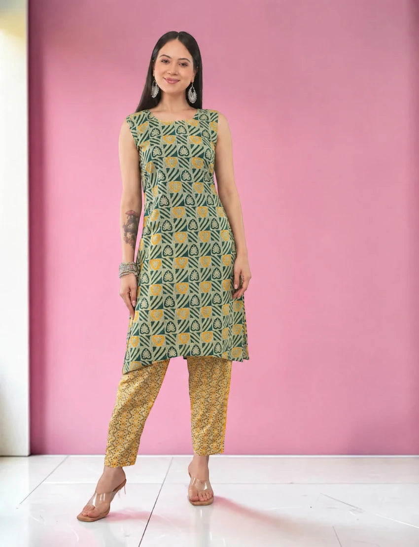 Cotton Sleeveless Salwar Suit Set