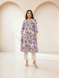 Women Cotton Floral Print Salwar Suit, 3/4 Sleeve Kurta with Pants