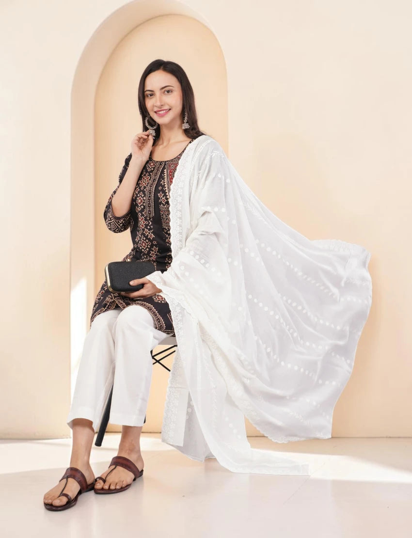 Women's Cotton Kurta, Traditional Geometric Print
