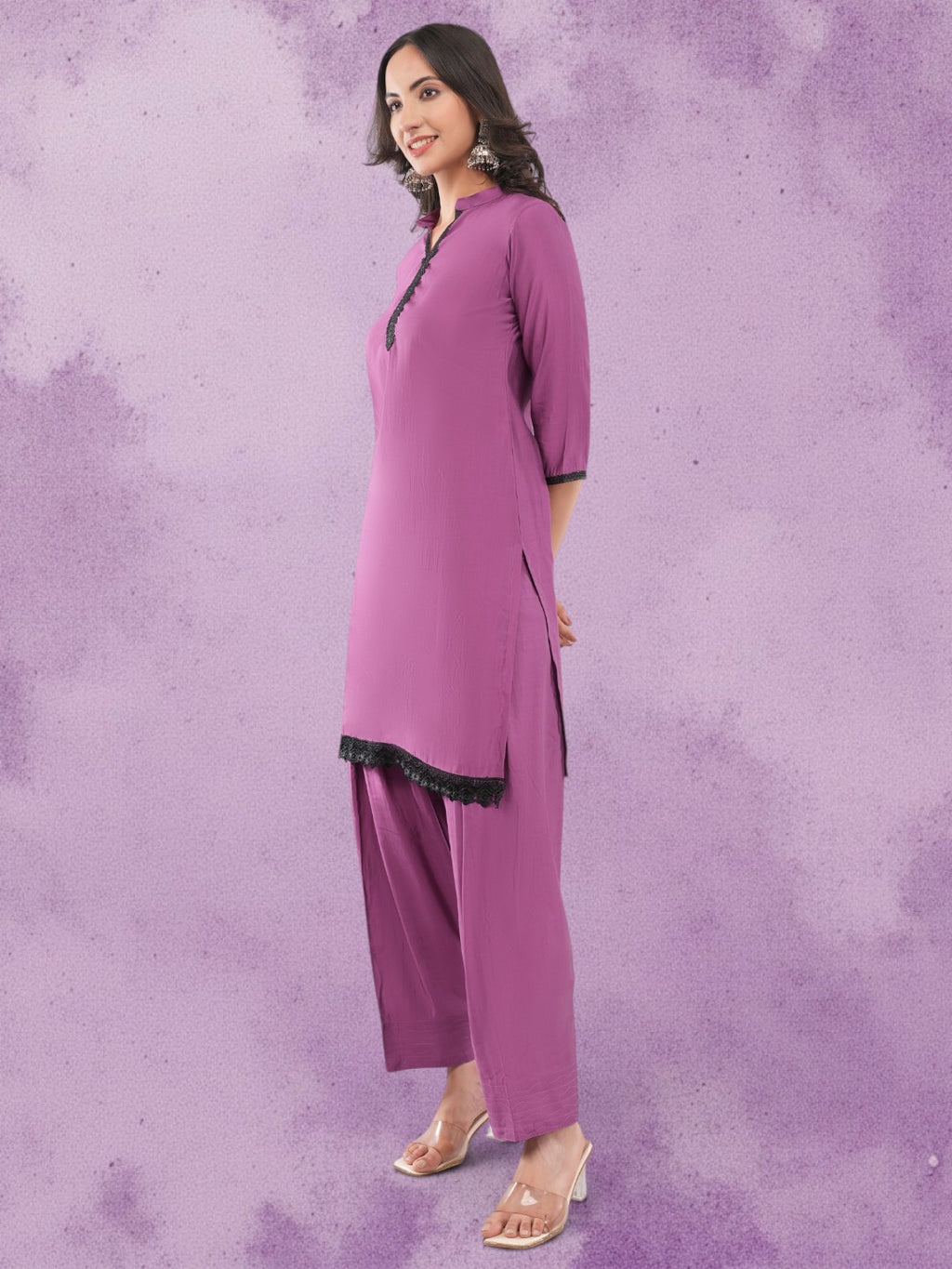 Purple Cotton Silk Patiala Salwar Suit Set with Dupatta
