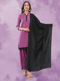 Purple Cotton Silk Patiala Salwar Suit Set with Dupatta