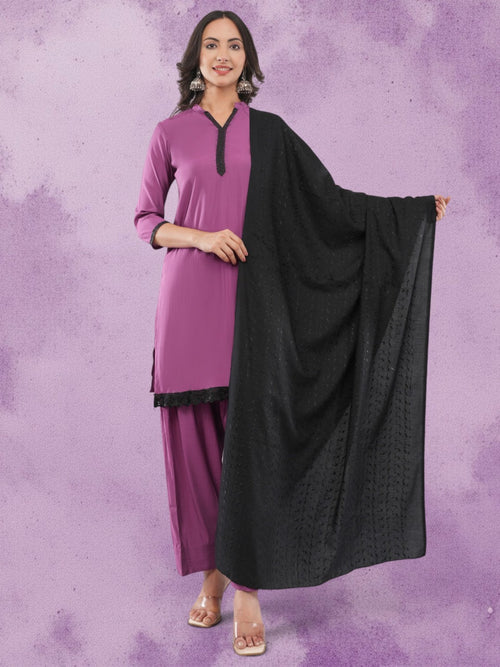 Purple Cotton Silk Patiala Salwar Suit Set with Dupatta