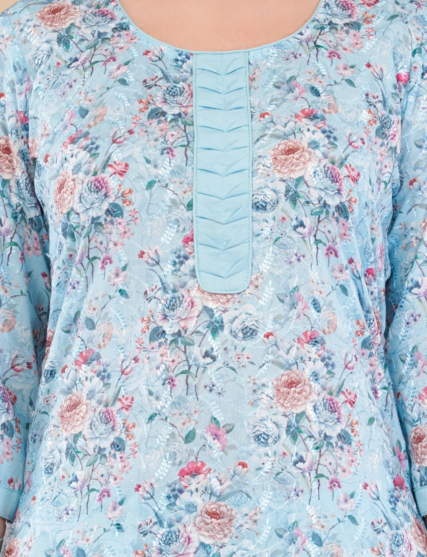 Floral Cotton Salwar Kameez with Dupatta