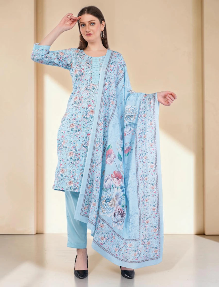 Floral Cotton Salwar Kameez with Dupatta