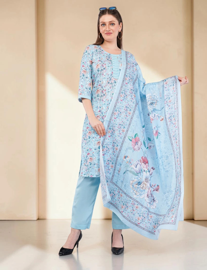 Floral Cotton Salwar Kameez with Dupatta
