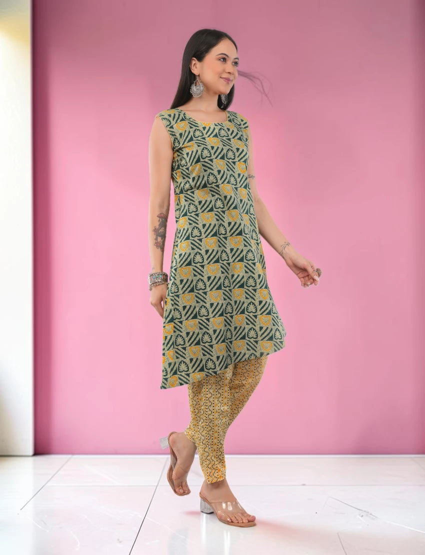 Cotton Sleeveless Salwar Suit Set