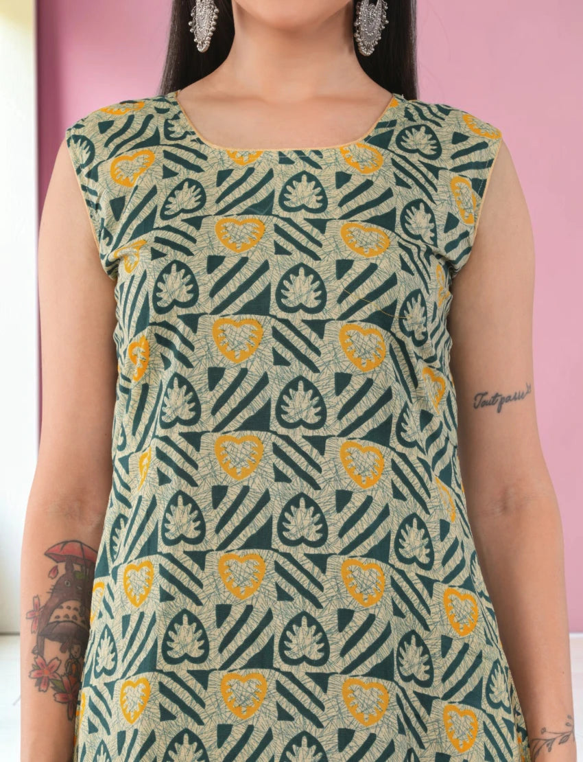 Cotton Sleeveless Salwar Suit Set