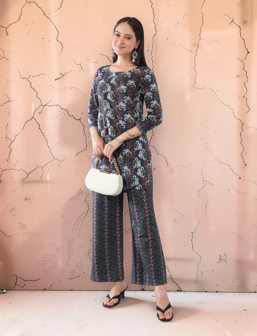 Women's Multicolor Cotton Floral Print Kurta Trouser Set