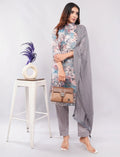 Women Cotton Salwar Suit Set, Floral Print Kurta with Dupatta and Pants
