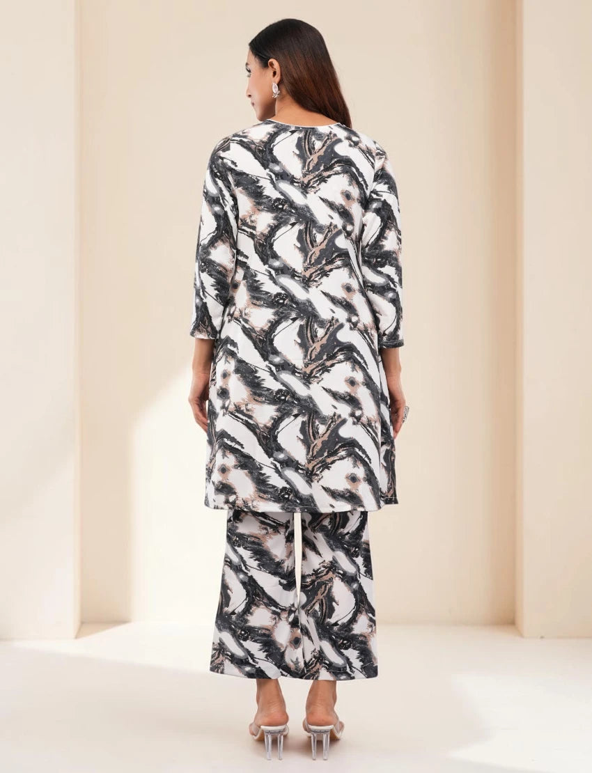 Women Traditional Ethnic Wear with Dupatta, Abstract Print Kurta and Palazzo