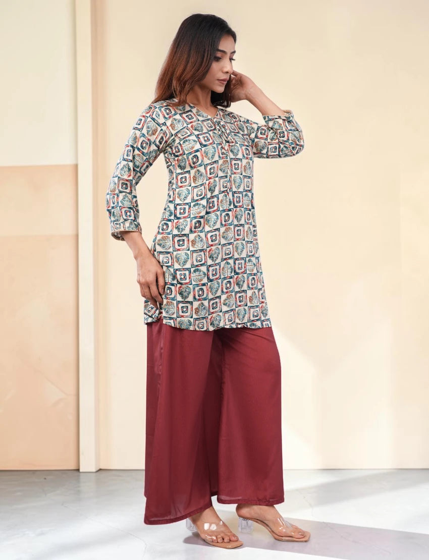 Women Maroon Salwar Suit Set with Dupatta