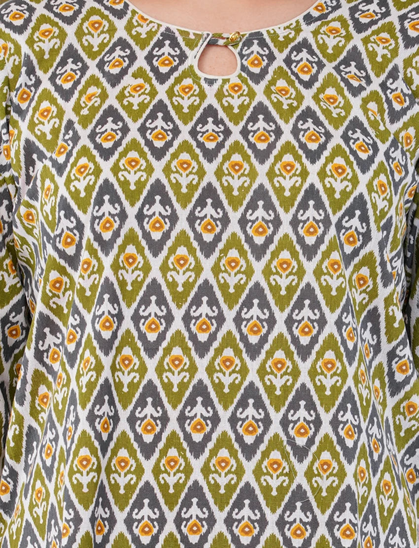 Women's Printed Co-ord Set with Tunic and Pants, Multicoloured