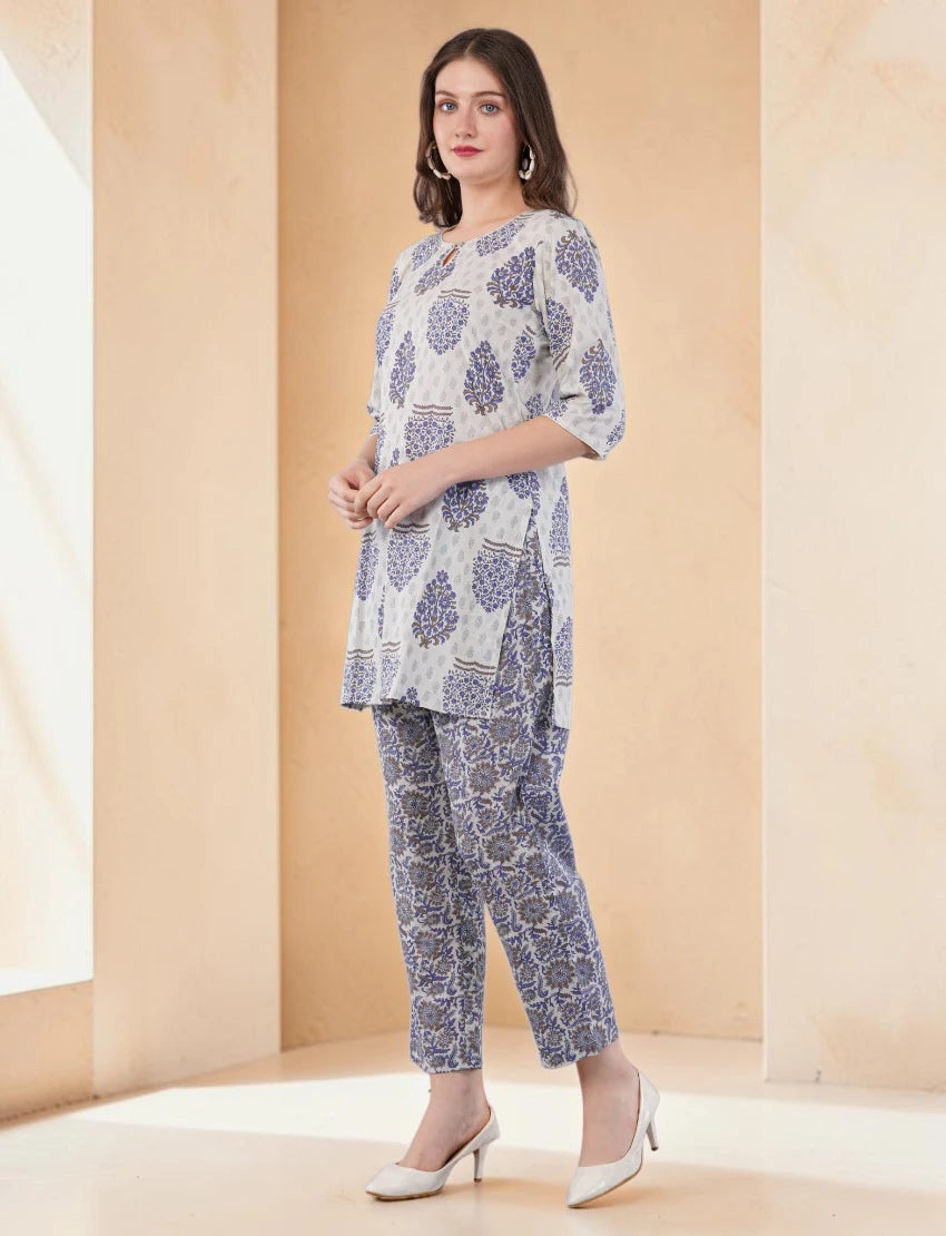 Women's Printed Co-ord Set with Kurti and Palazzo Pants