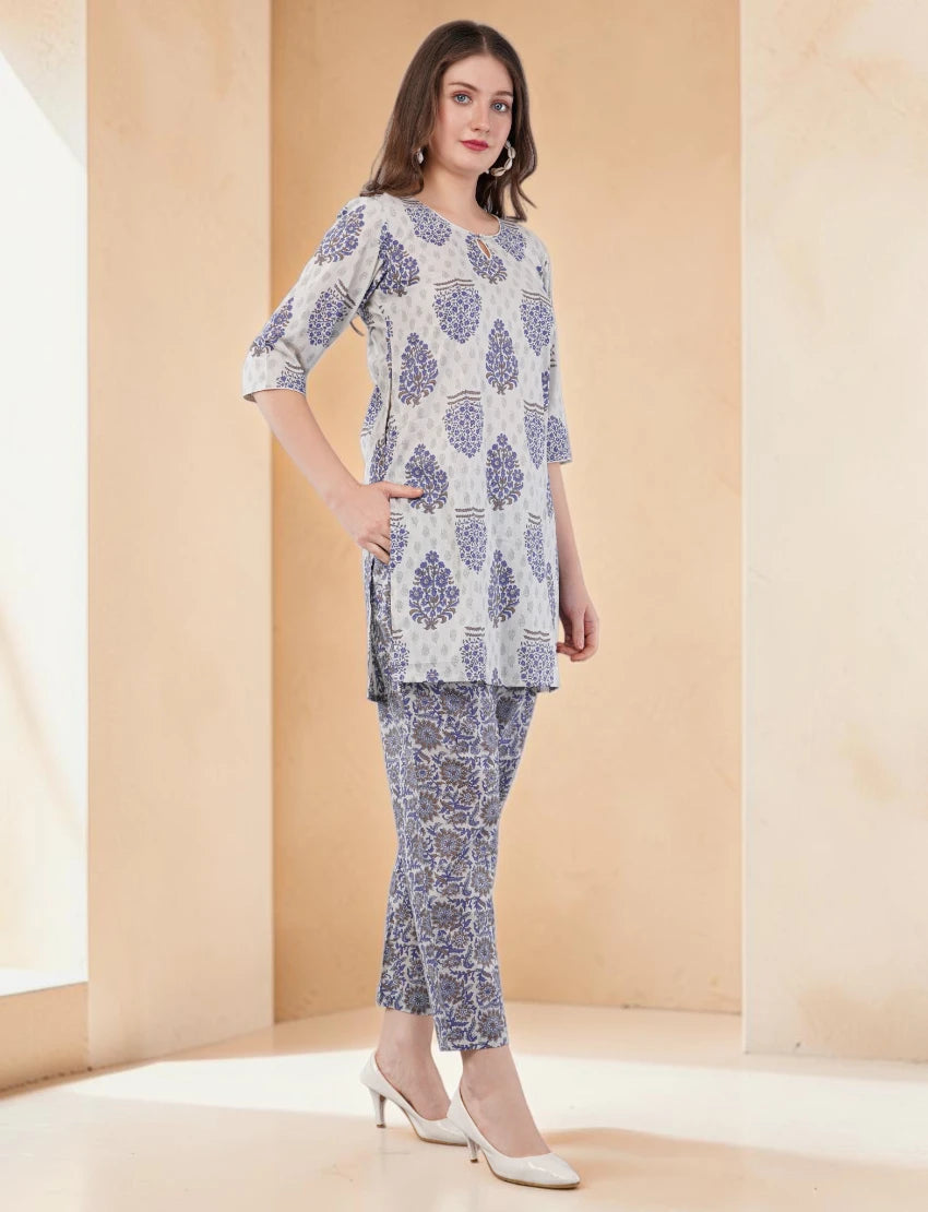 Women's Printed Co-ord Set with Kurti and Palazzo Pants