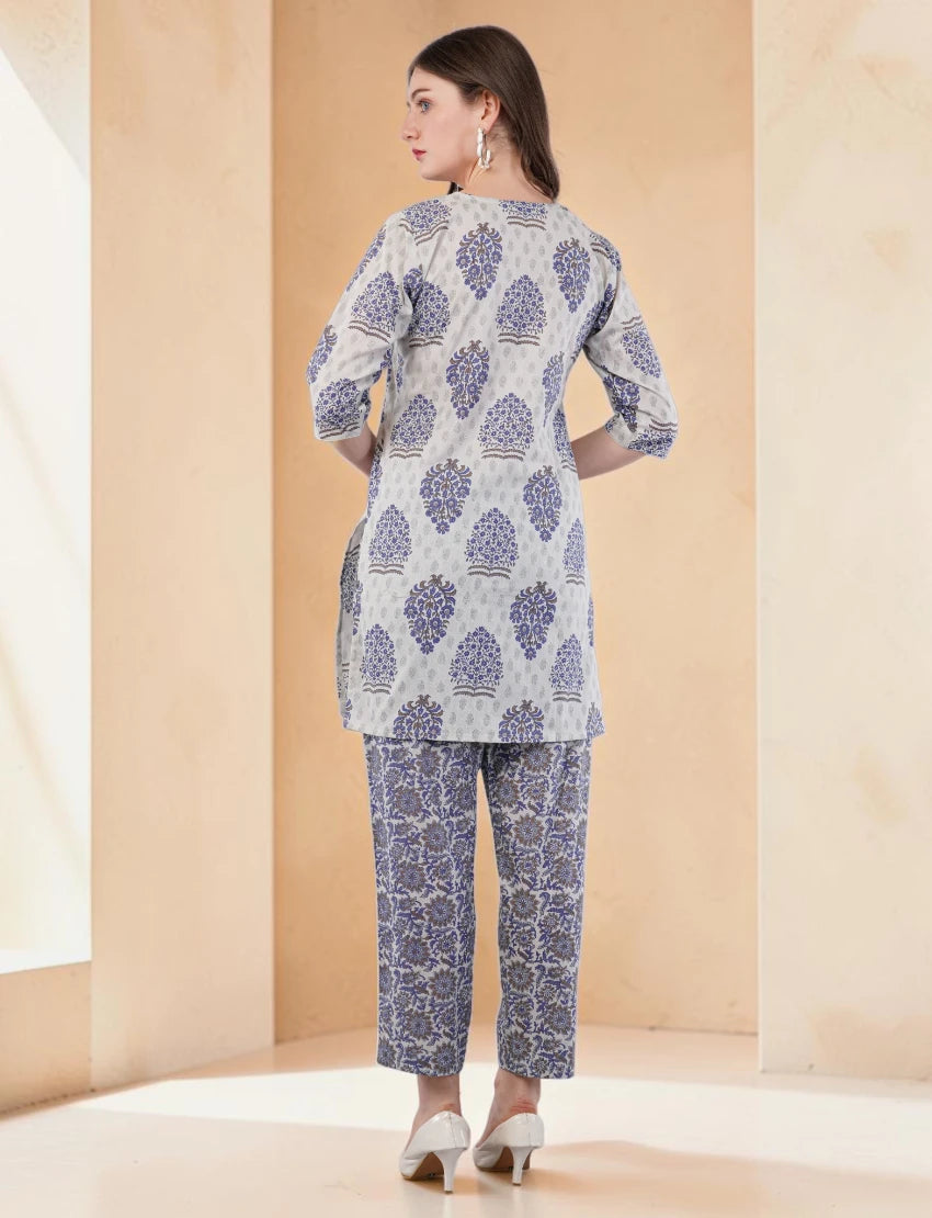 Women's Printed Co-ord Set with Kurti and Palazzo Pants