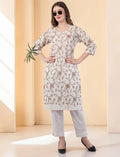 Cotton Embroidered Kurta for Women, Floral Design