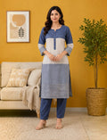 Multicolor Khadi Straight Salwar Suit Set