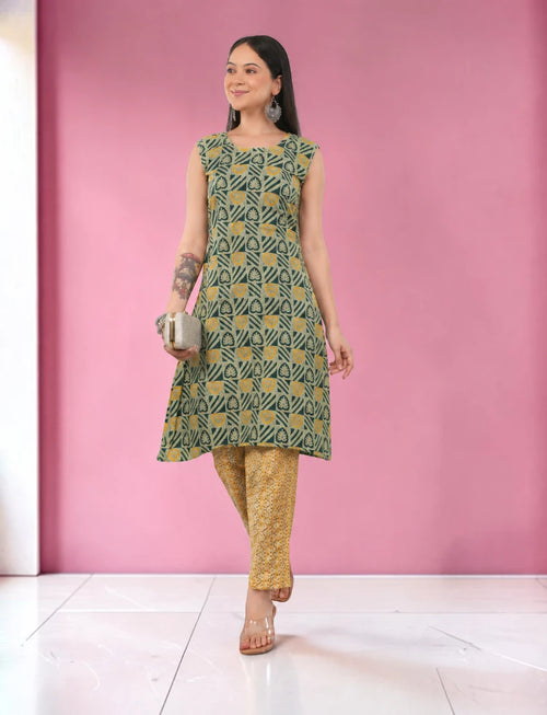 Cotton Sleeveless Salwar Suit Set