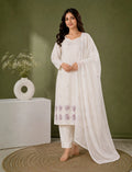 Cotton Salwar Suit Set with Daman Embroidery - Purple