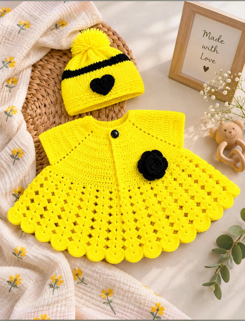 [3-8 Months] Baby Knitted Sweater, Yellow Wool