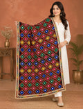 Maroon Embroidered Dupatta with Mirror Work Multicolour