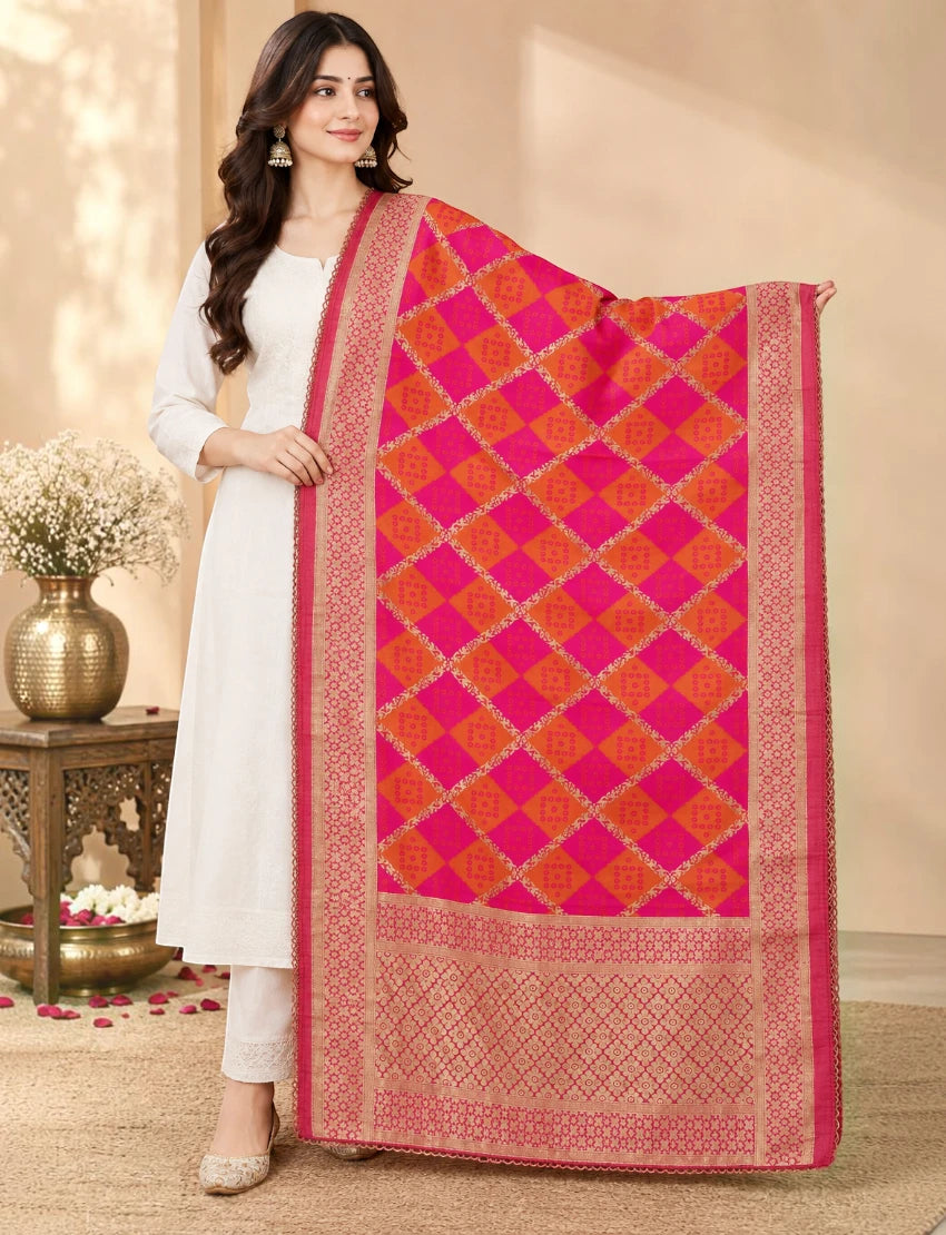 Silk blend zari work dupatta