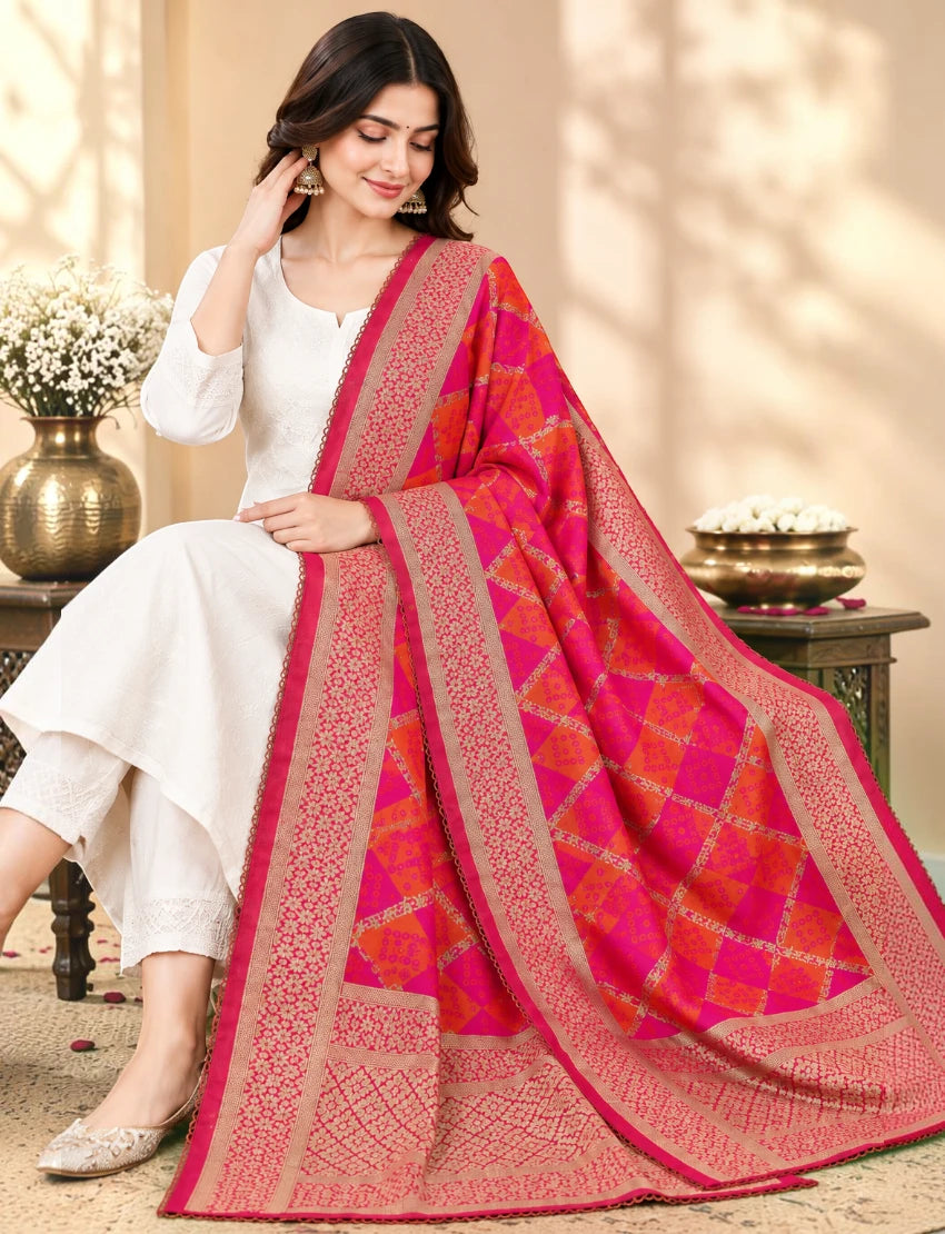 Silk blend zari work dupatta