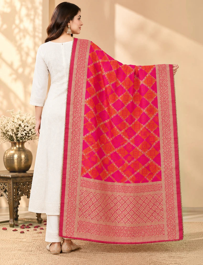 Silk blend zari work dupatta