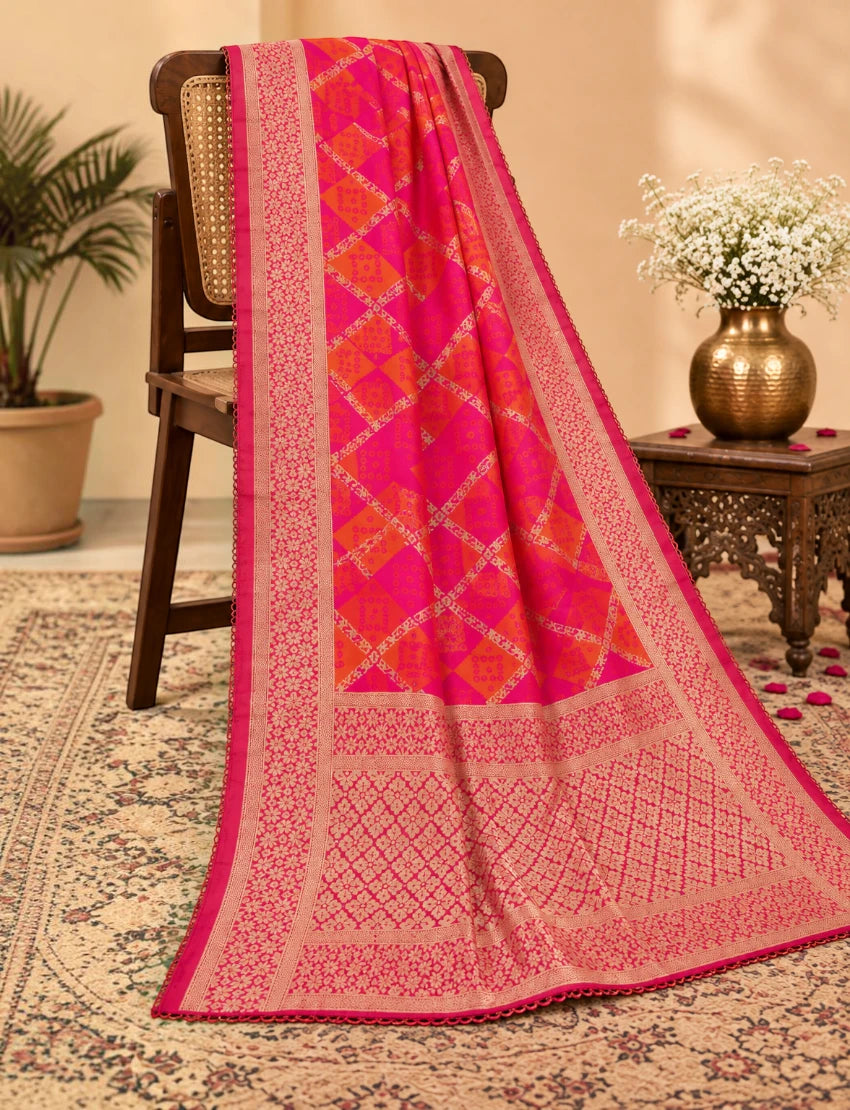 Silk blend zari work dupatta