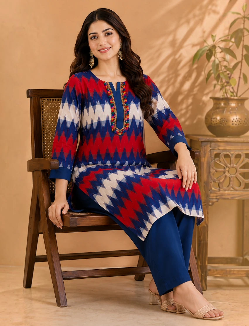 Multicolor Khadi Kurta Set