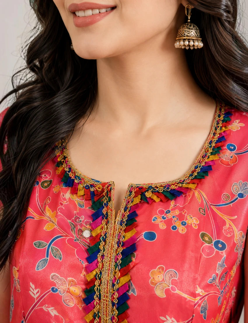 Red Chiffon Anarkali Salwar Suit Set