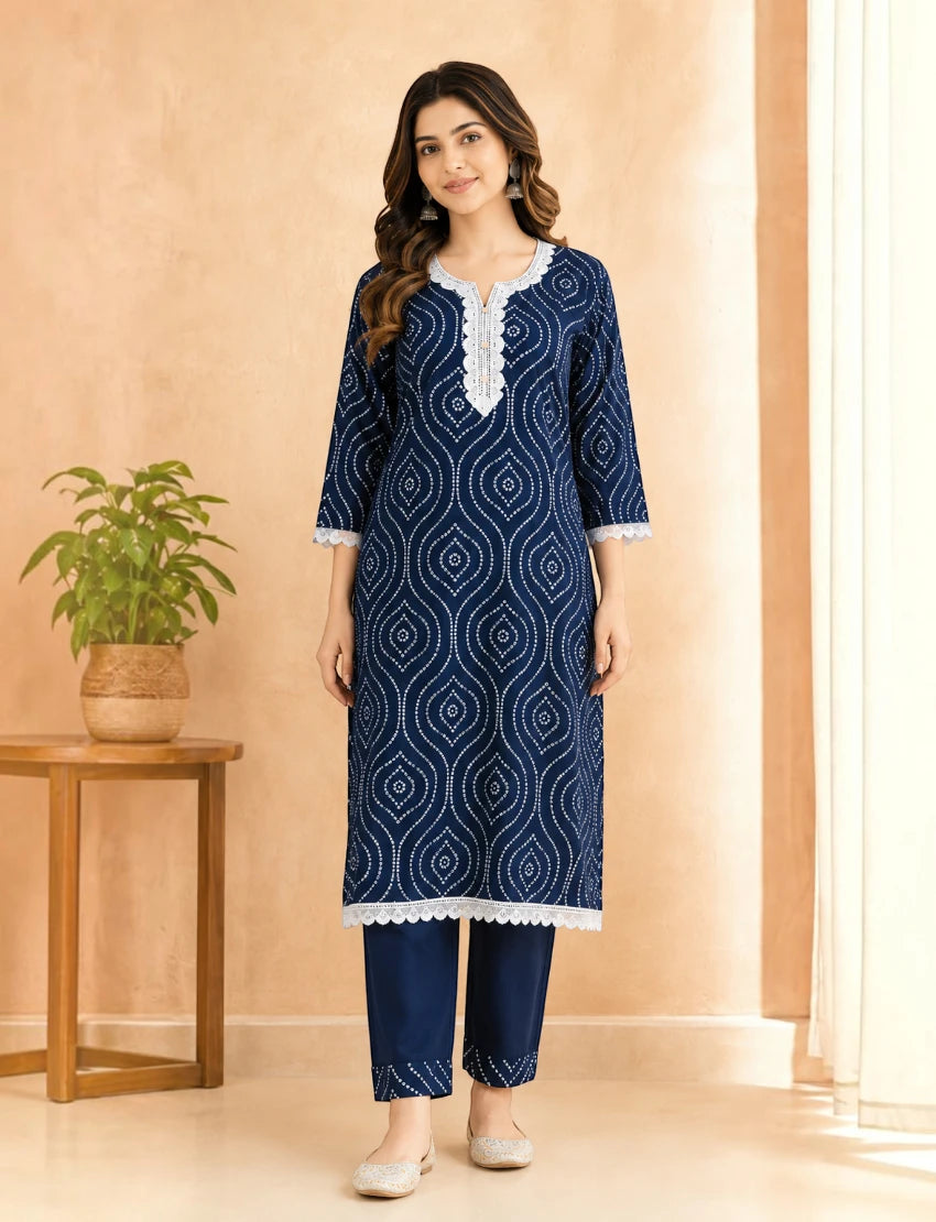 Blue Cotton Salwar Suit Set