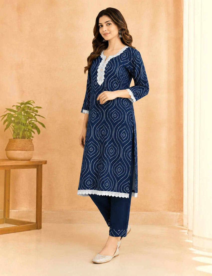 Blue Cotton Salwar Suit Set