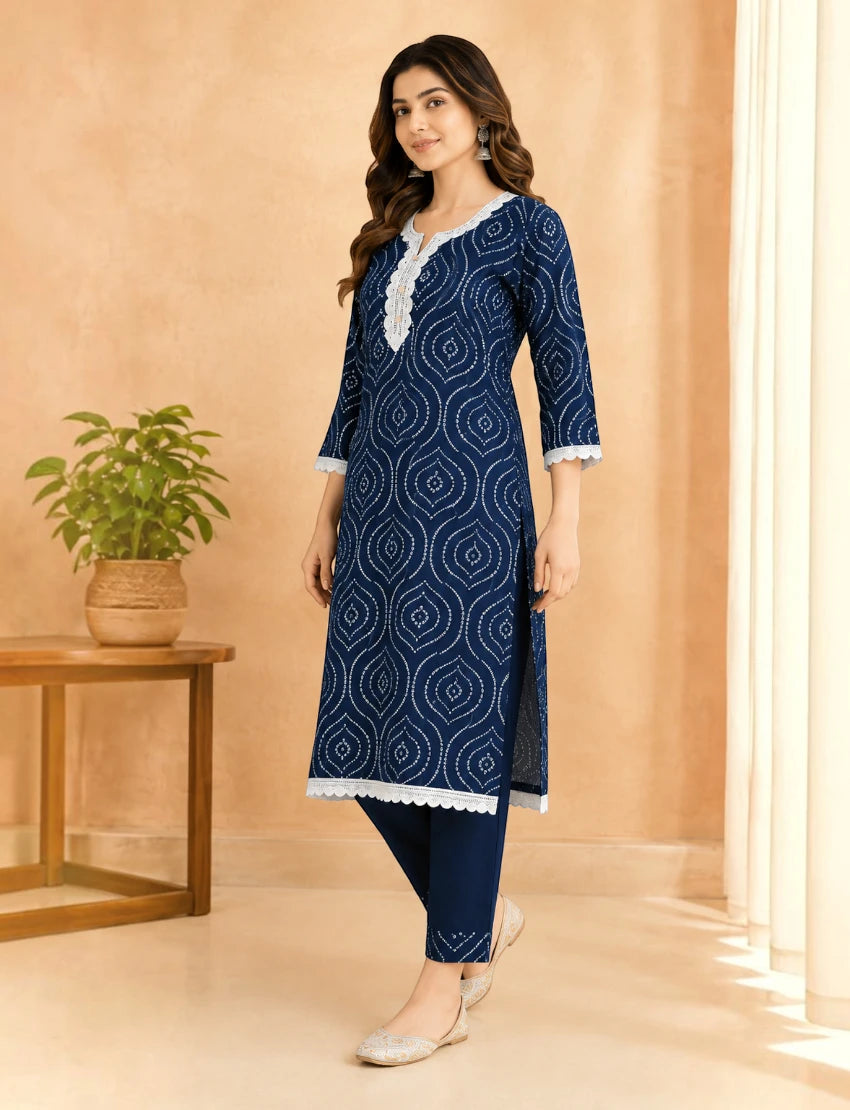 Blue Cotton Salwar Suit Set