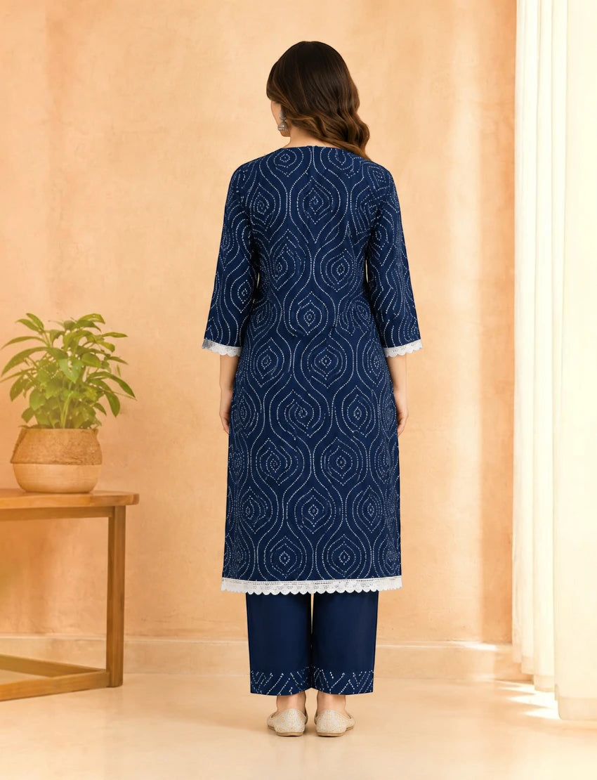 Blue Cotton Salwar Suit Set