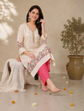 Off White Cotton Embroidered Salwar Suit Set