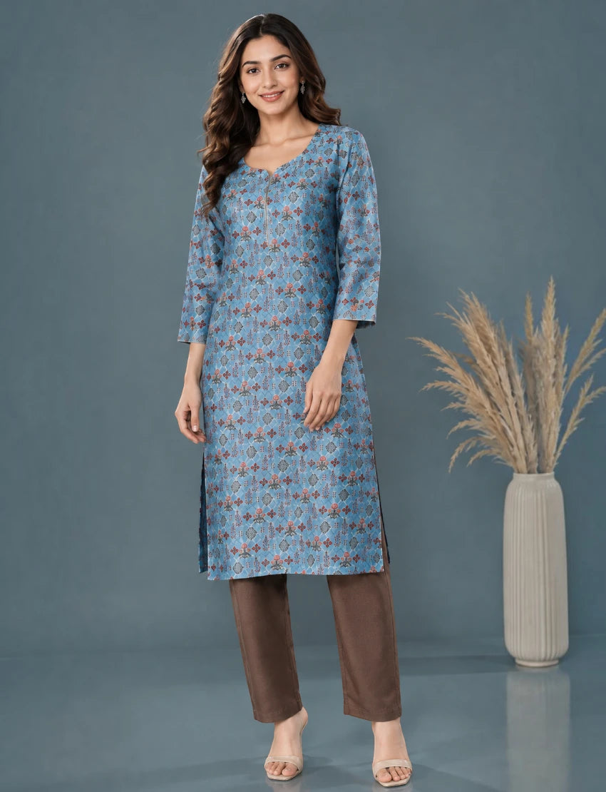 Printed Blue Salwar Suit Set