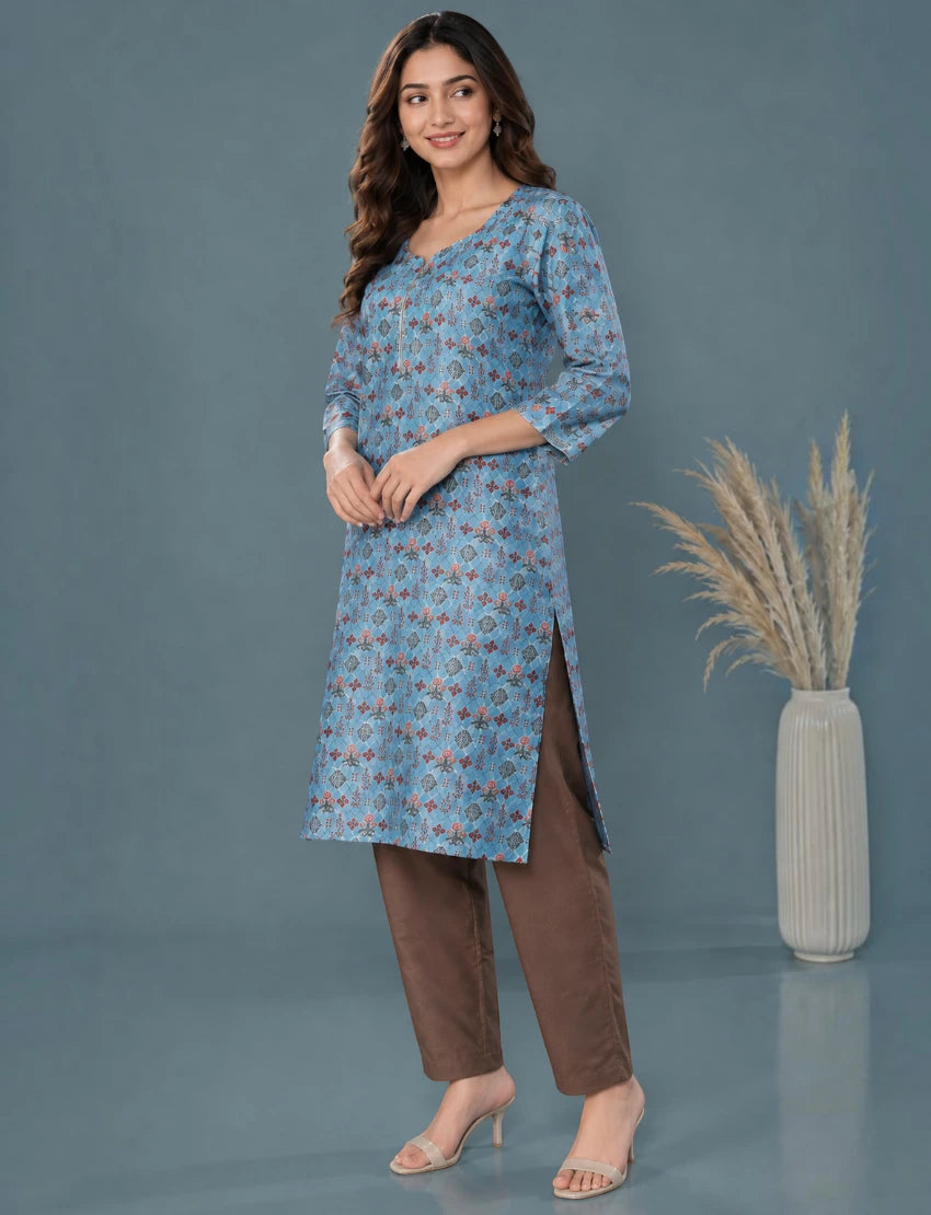 Printed Blue Salwar Suit Set