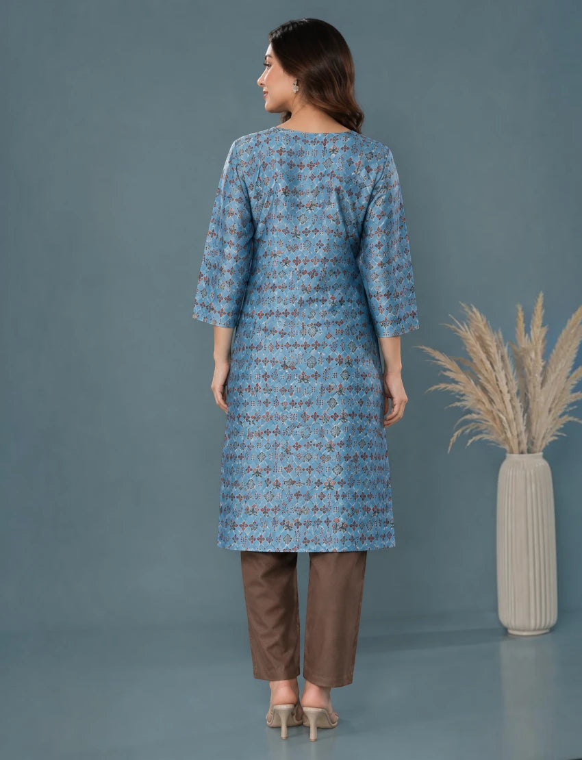 Printed Blue Salwar Suit Set