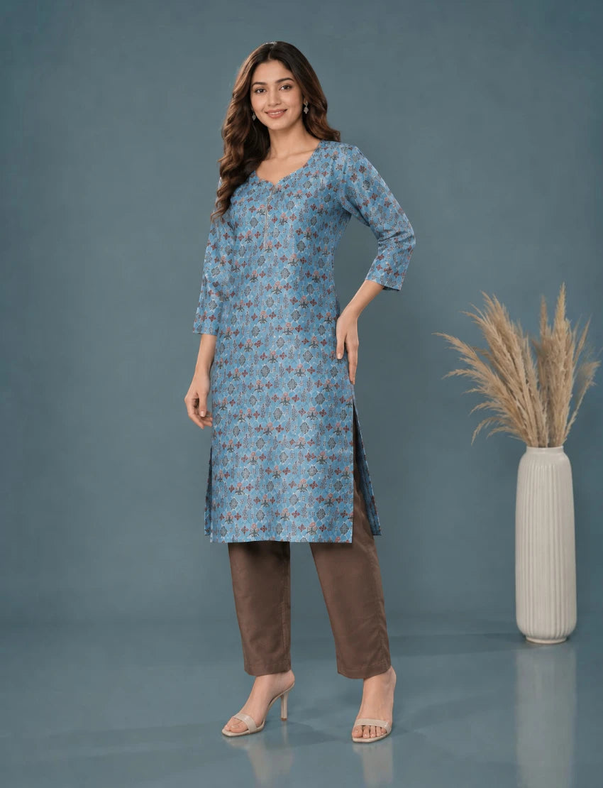 Printed Blue Salwar Suit Set