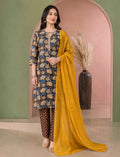 Brown Cotton Salwar Suit Set with Dupatta
