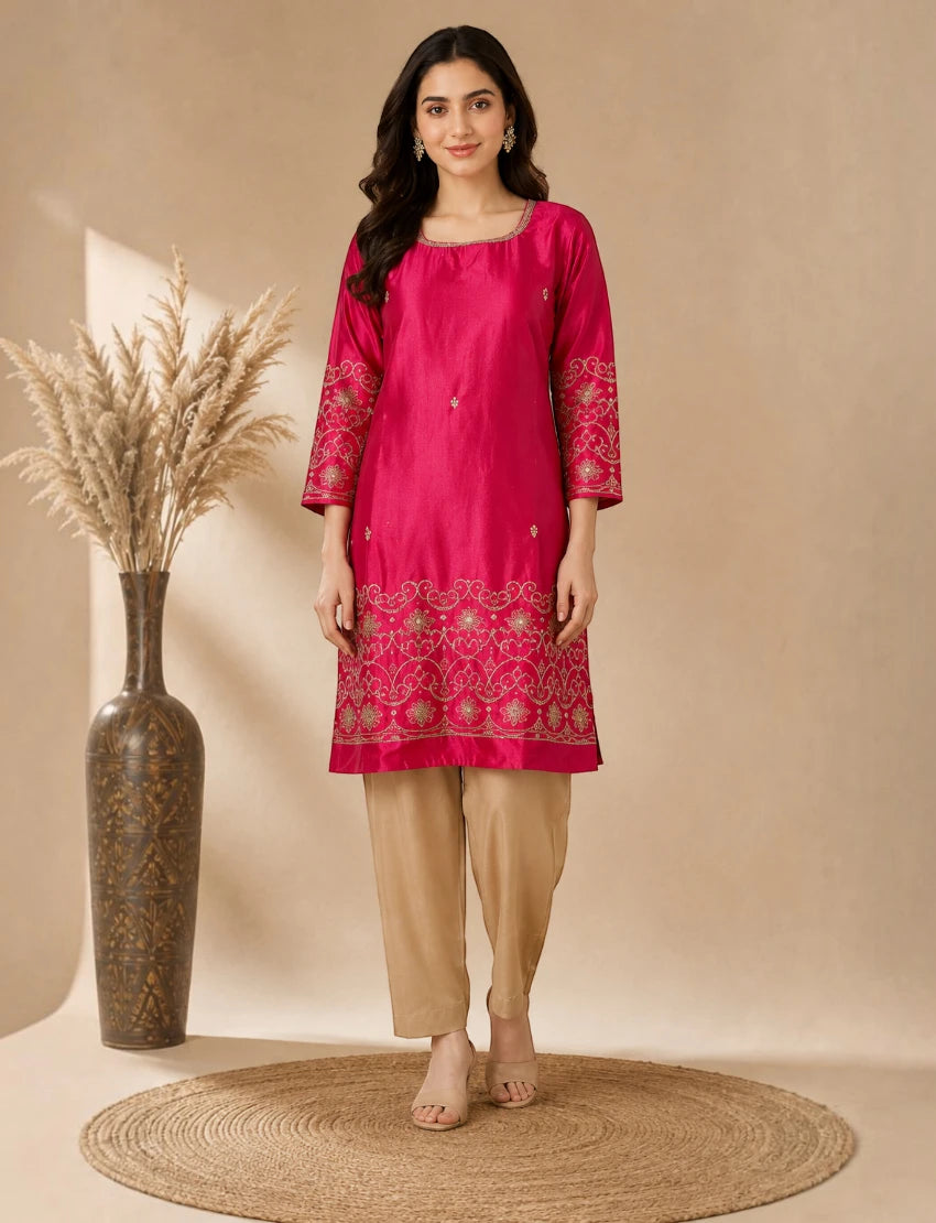 Magenta Embroidered Salwar Suit Set
