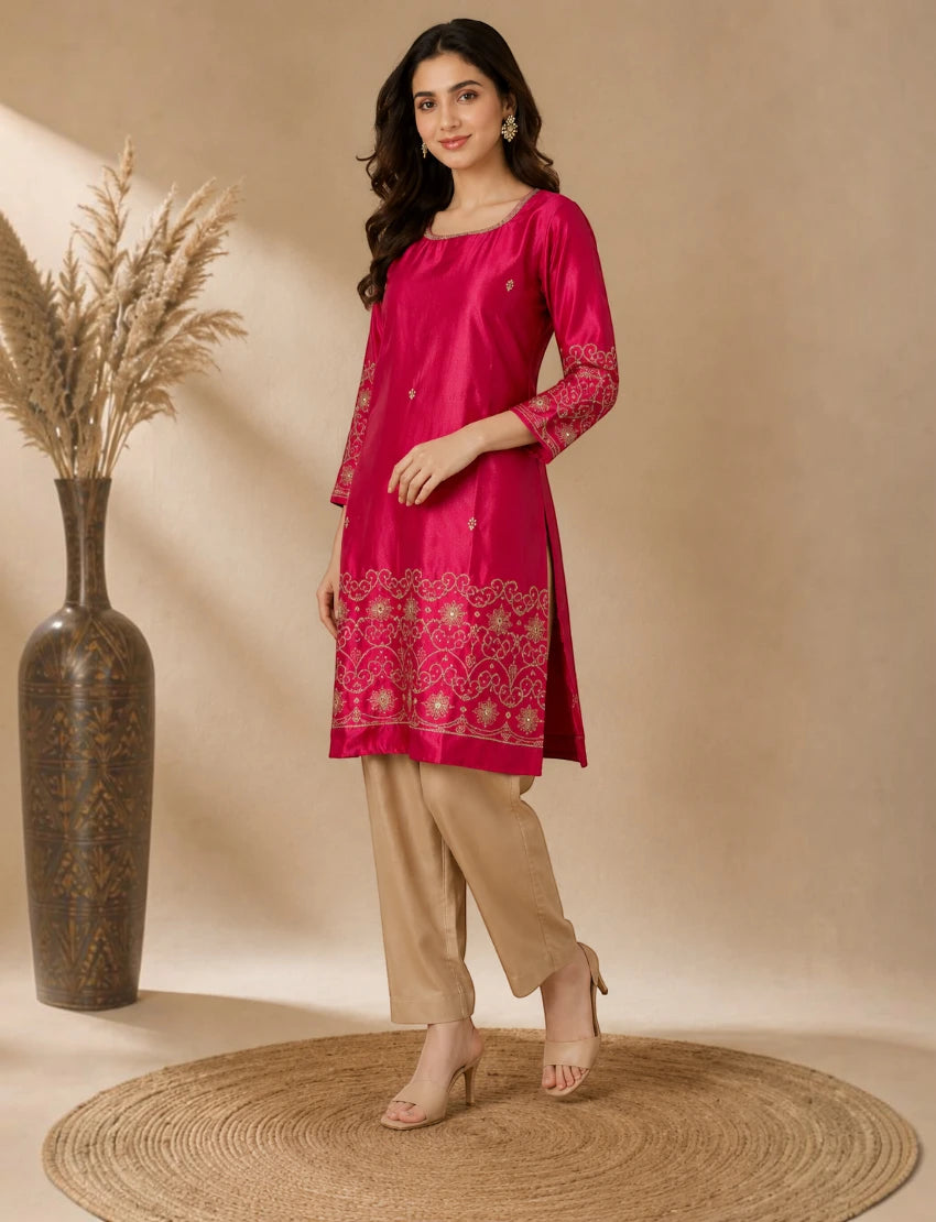 Magenta Embroidered Salwar Suit Set
