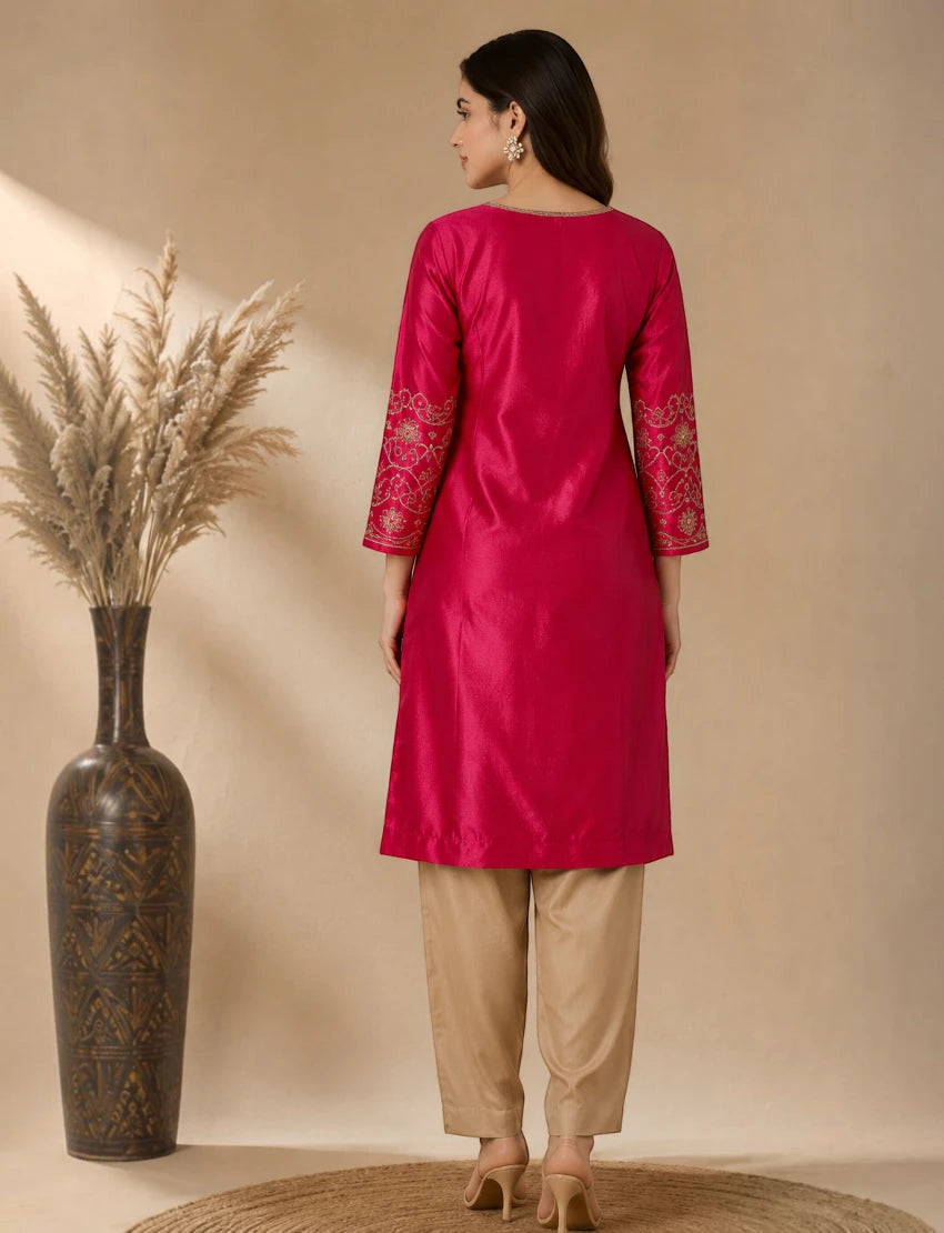 Magenta Embroidered Salwar Suit Set