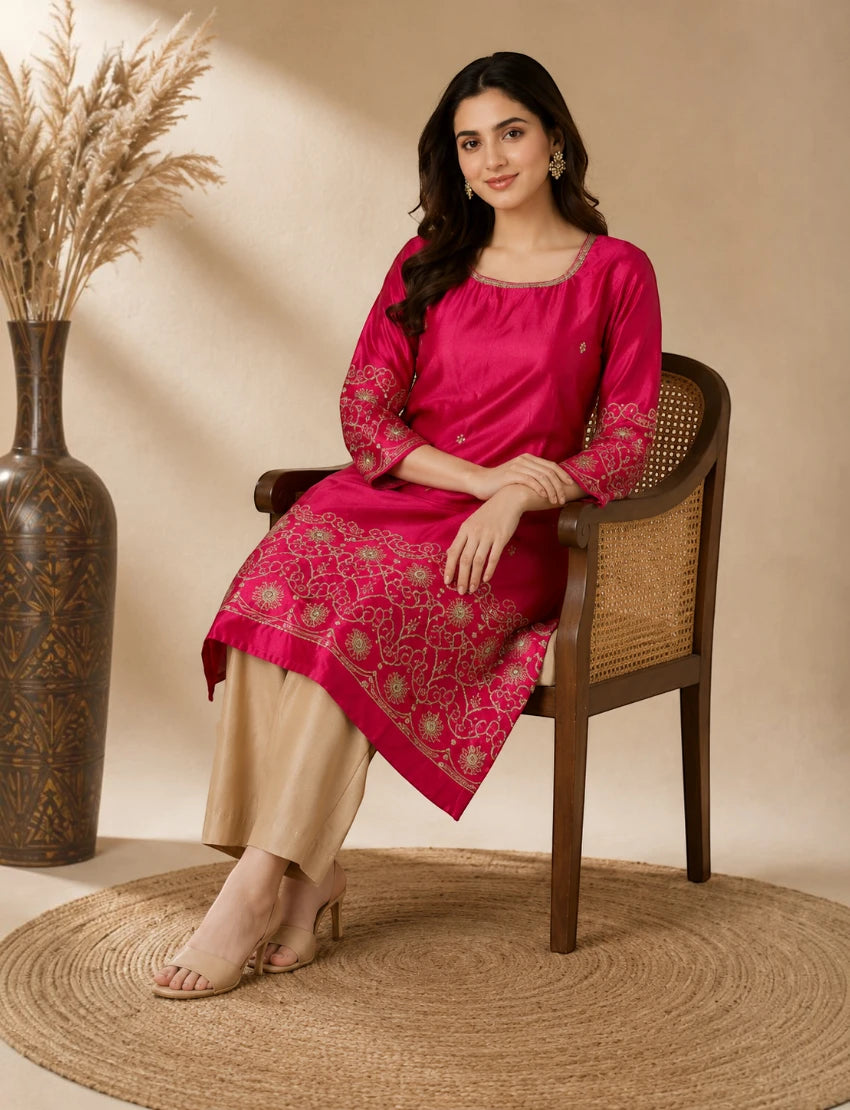Magenta Embroidered Salwar Suit Set
