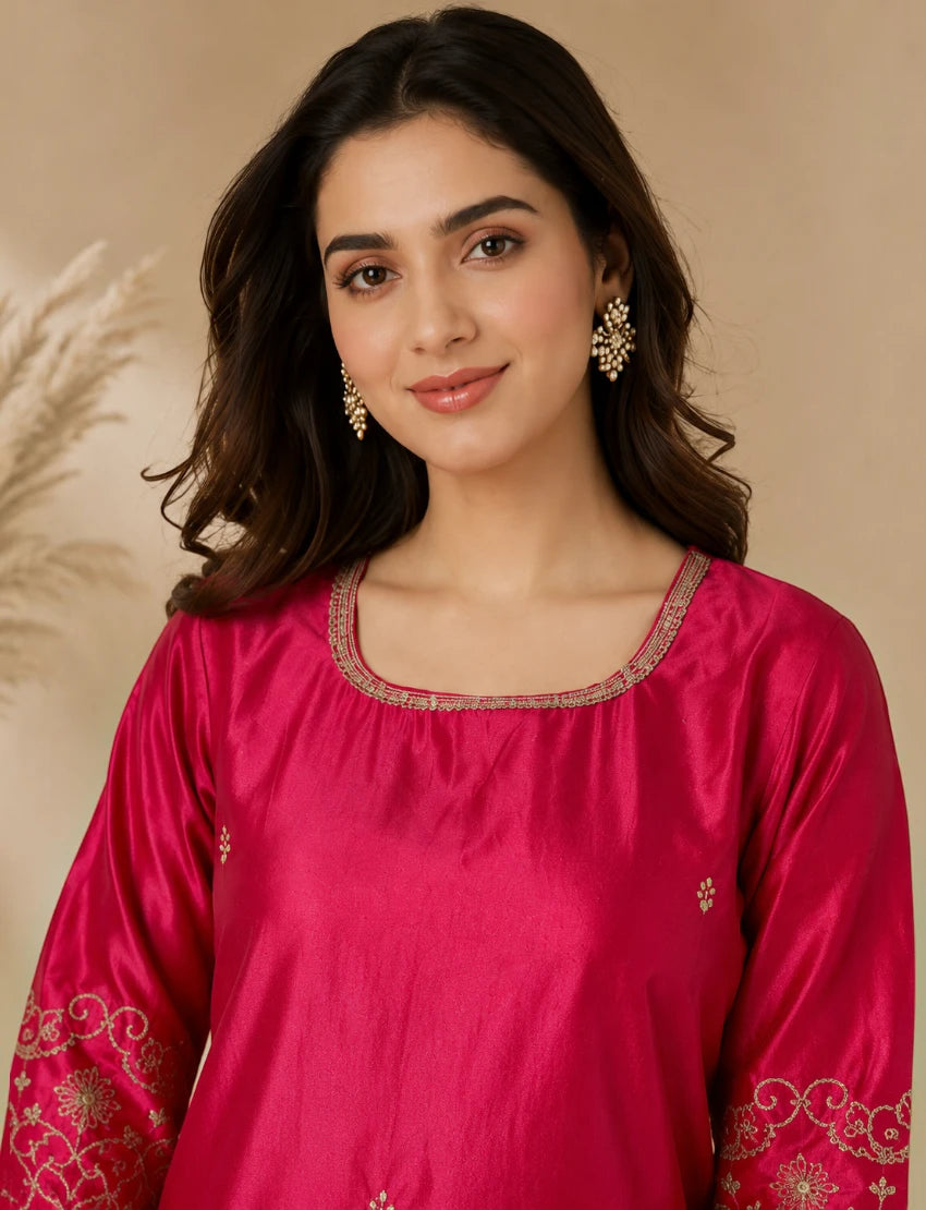 Magenta Embroidered Salwar Suit Set