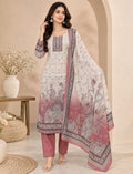 Printed Salwar Suit Set with Dupatta for Women (embroidered kurta - Maroon)